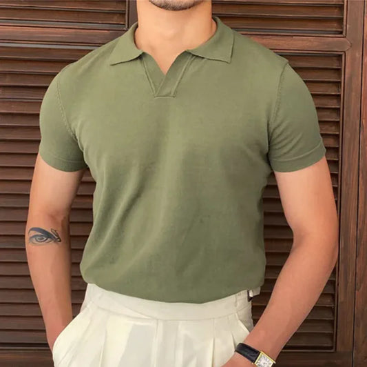 Open Neck Short Sleeve Polo