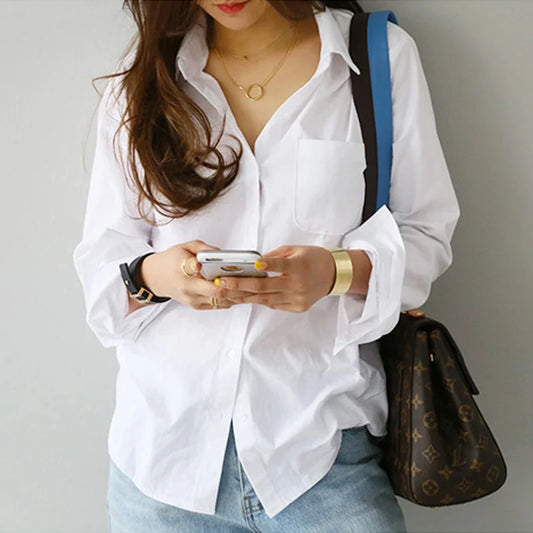 Women White Shirt Female Blouse Tops