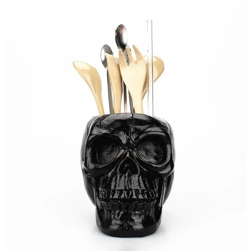 Black Skull Storage Pen Holder