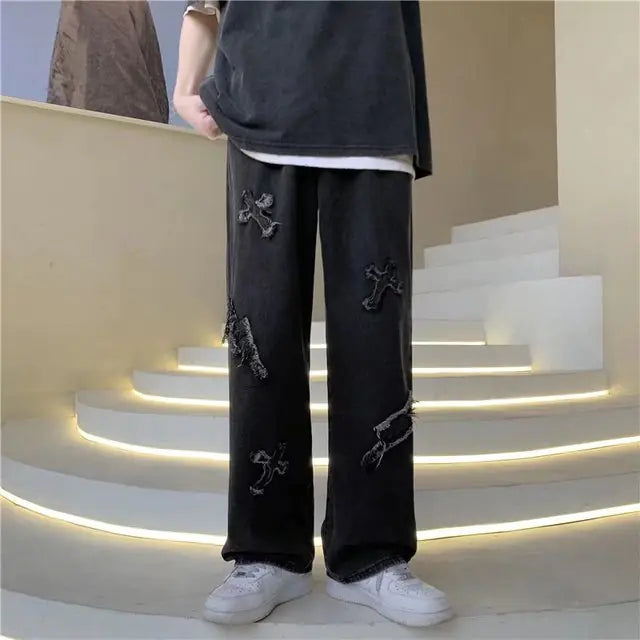 Men's High Street Jeans Long Pants Hip Hop Hong Kong Style