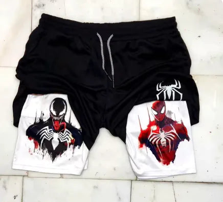 Marvel Spider-Man Venom Gym Shorts Men Fitness