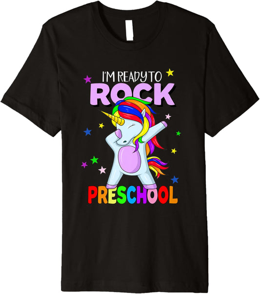 Rock Preschool Dabbing Unicorn Girls Back to School Premium T-Shirt