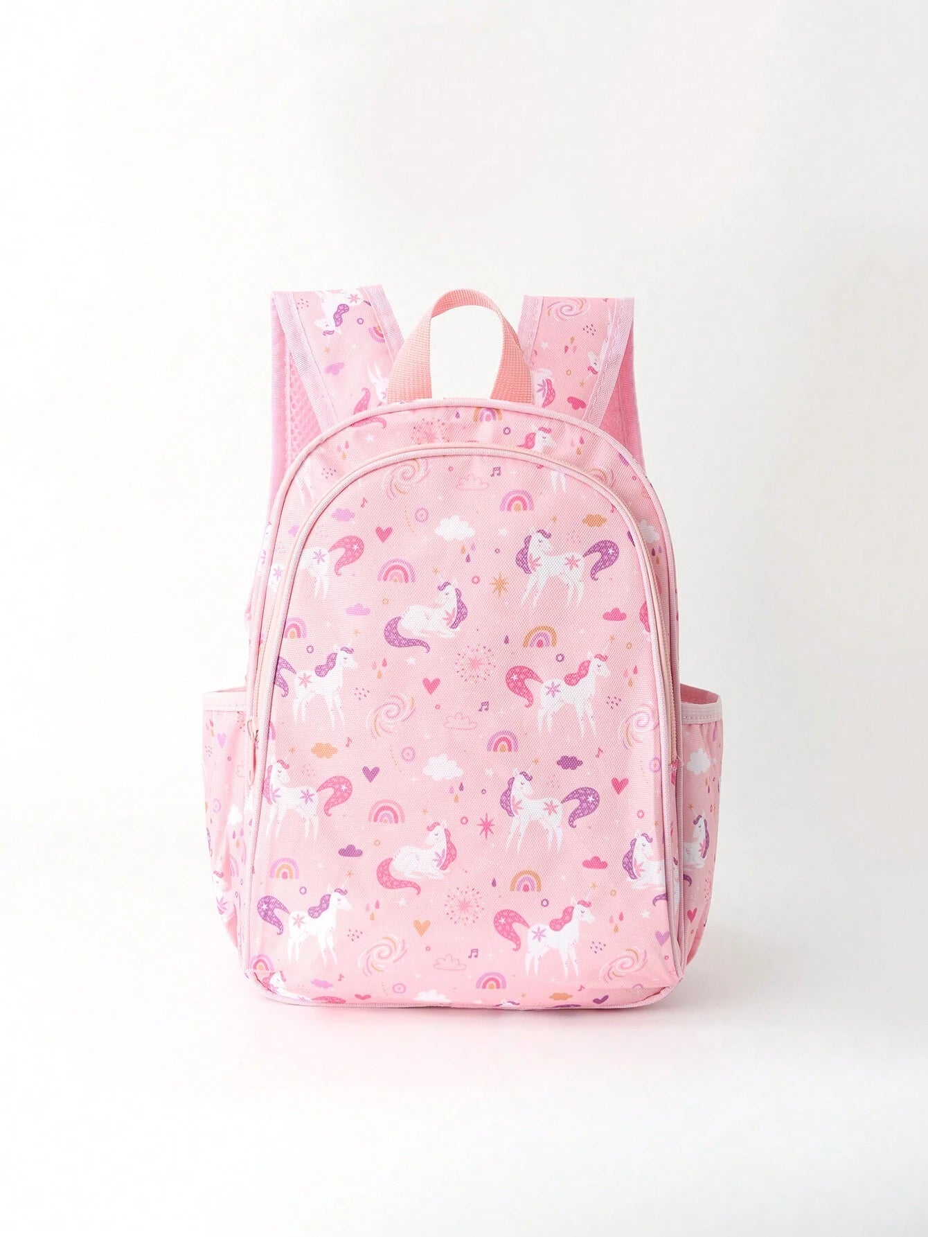 1Pc Girls Unicorn Cartoon Print Zipper Closure Cute Backpack for Back to School Daily Use