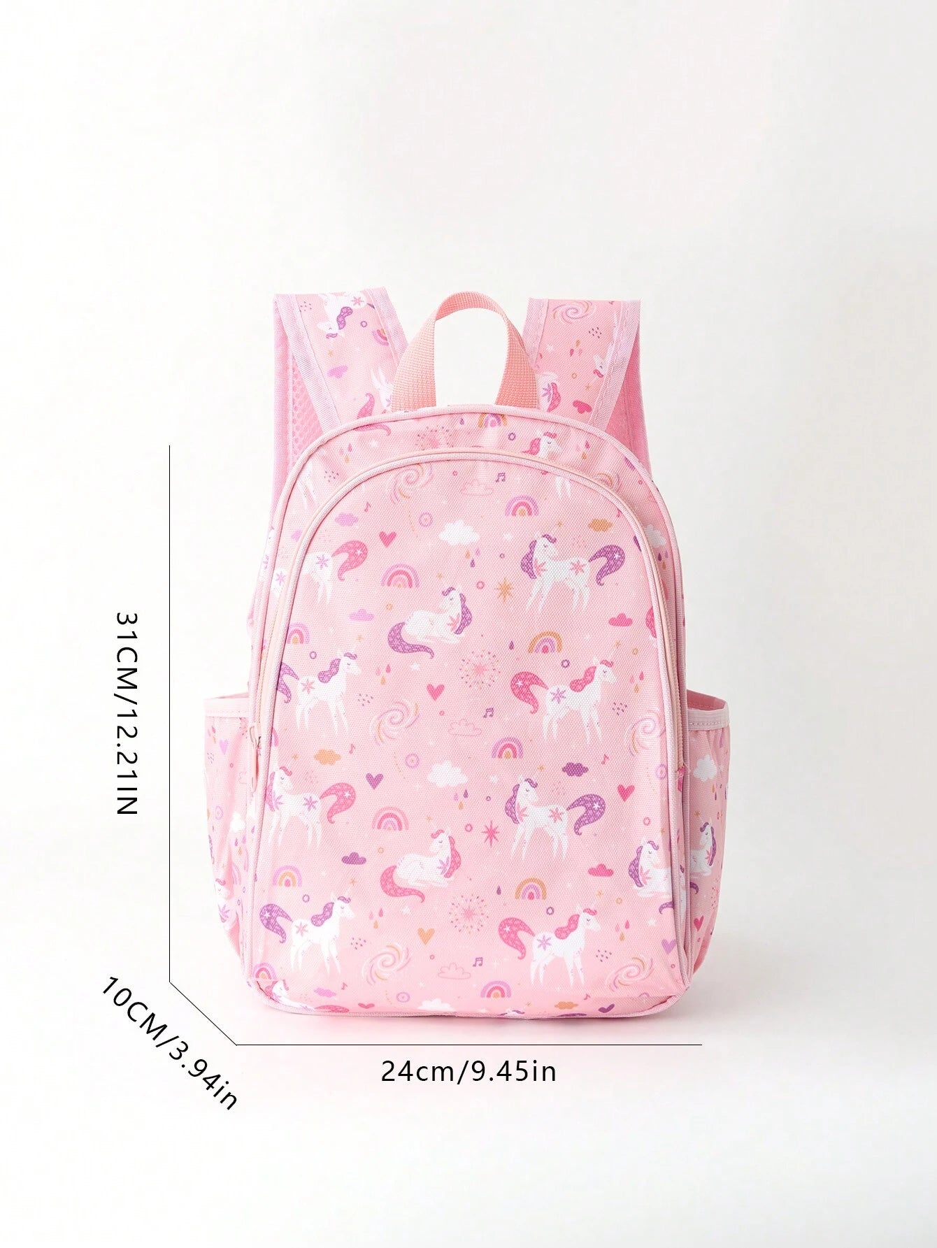 1Pc Girls Unicorn Cartoon Print Zipper Closure Cute Backpack for Back to School Daily Use