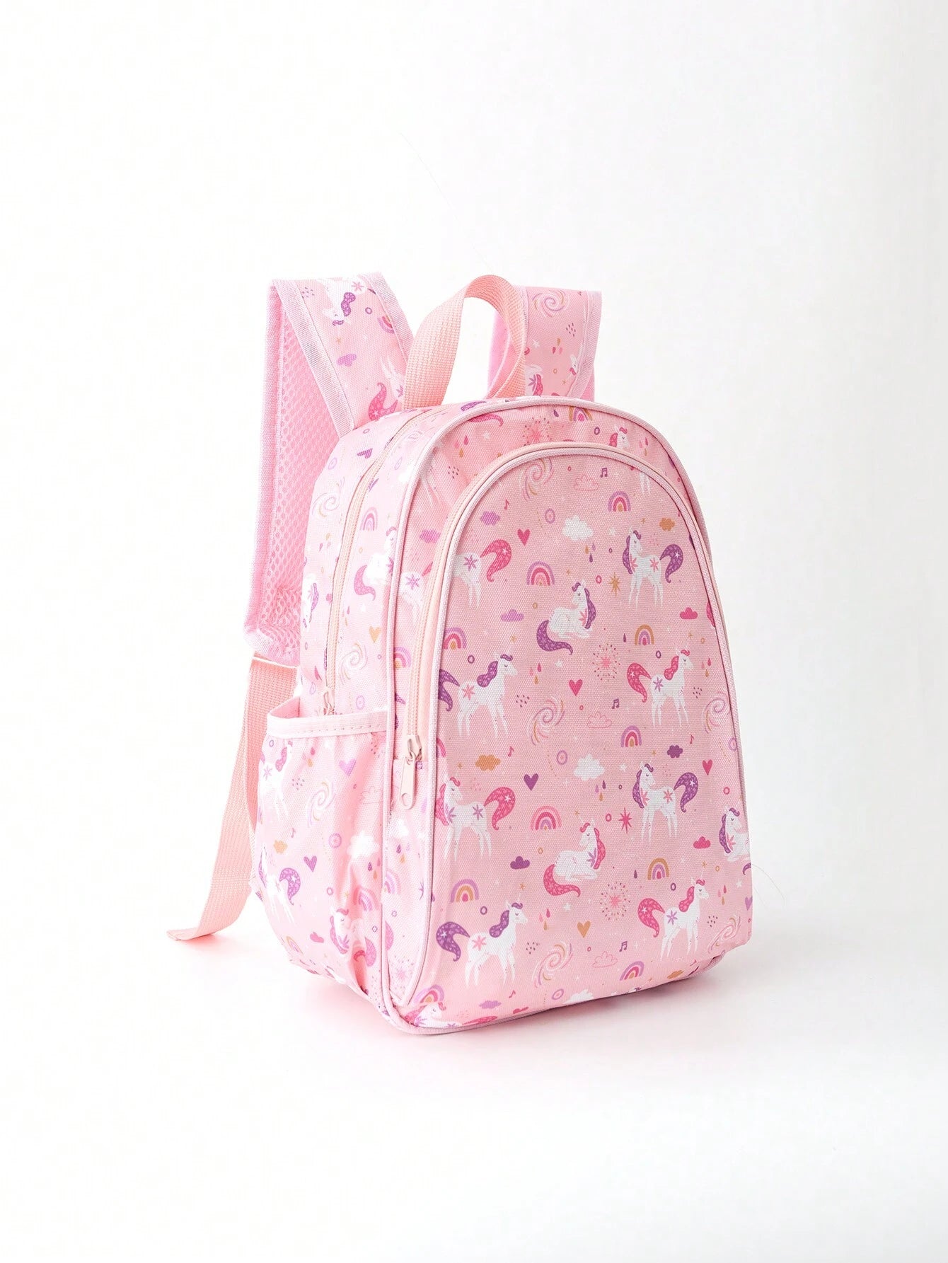 1Pc Girls Unicorn Cartoon Print Zipper Closure Cute Backpack for Back to School Daily Use