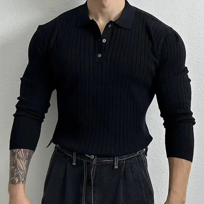 Ribbed Polo Sleeve Shirt