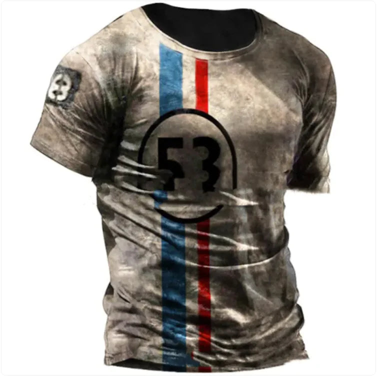 American Style 3D Print Men's Vintage Tee