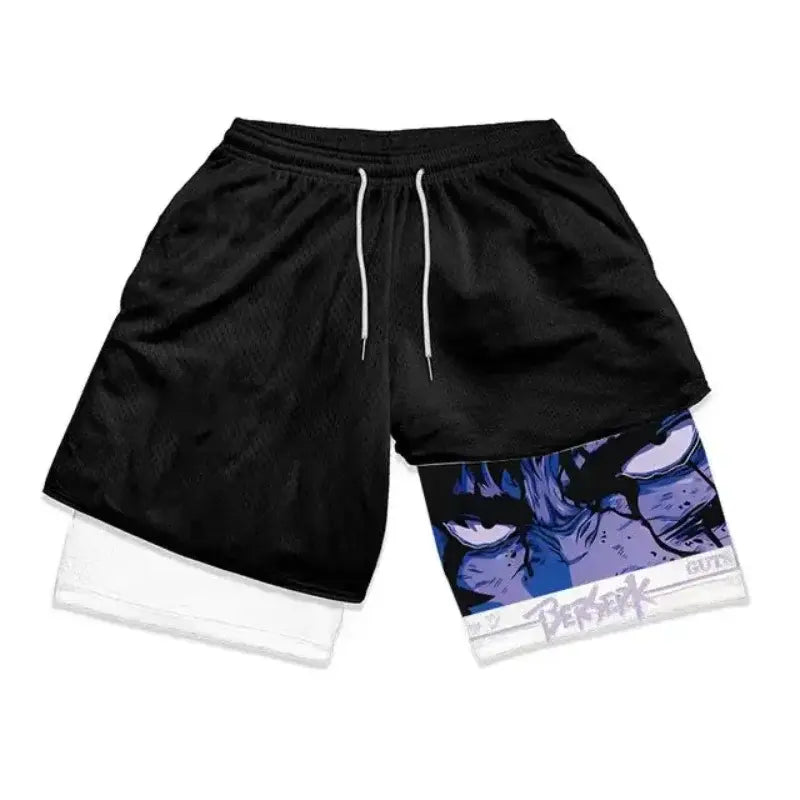 Men's Double-Layered Anime Shorts for Summer Sports