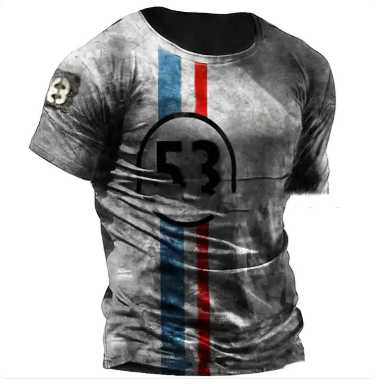 American Style 3D Print Men's Vintage Tee