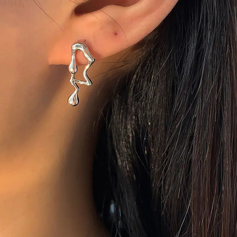 Irregular Liquid Metal Punk Hoop Earrings