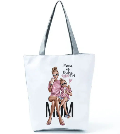 Cute Cartoon Super Mama Print Bag Travel Shoulder