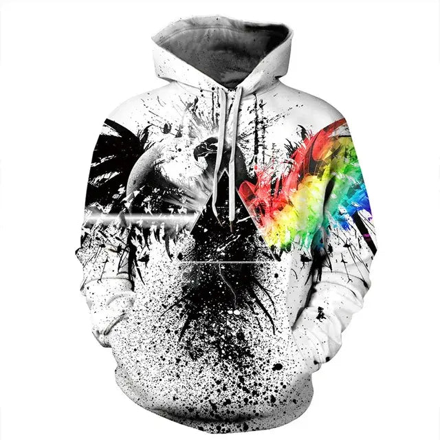 2023 Rainbow Paint Splatter Tie-Dye 3D Hoodie