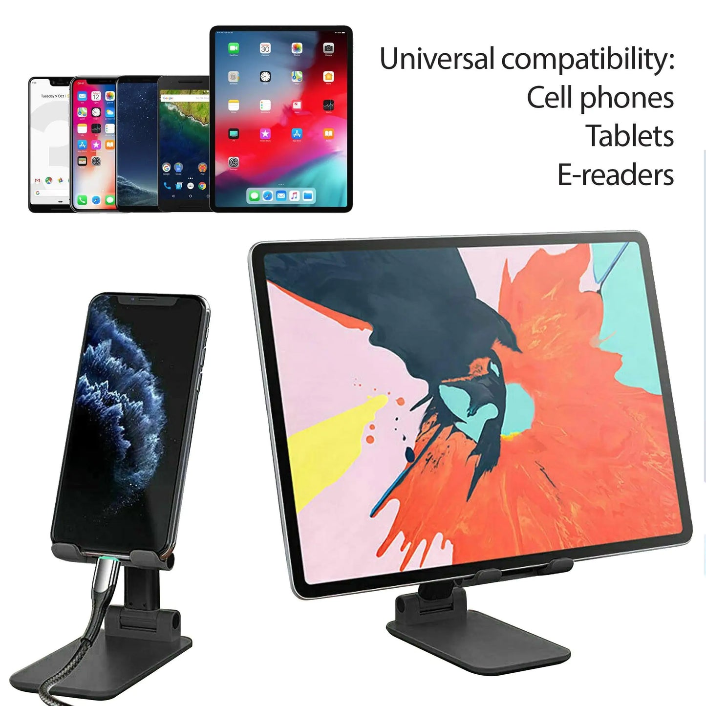 Adjustable Universal Tablet Stand Desktop Holder Mount Mobile Phone iPad iPhone