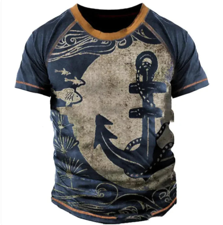 American Style 3D Print Men's Vintage Tee