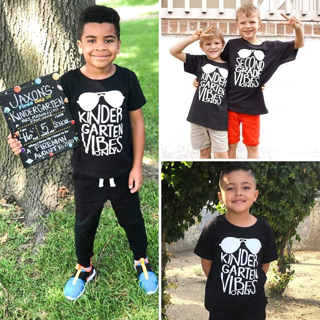 Boys Kindergarten Vibes Only Back to School T Shirt