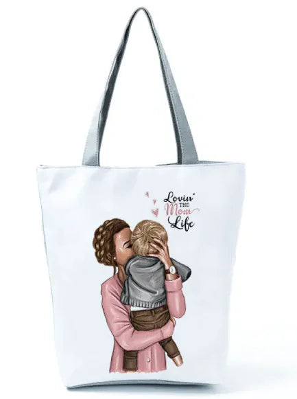 Cute Cartoon Super Mama Print Bag Travel Shoulder