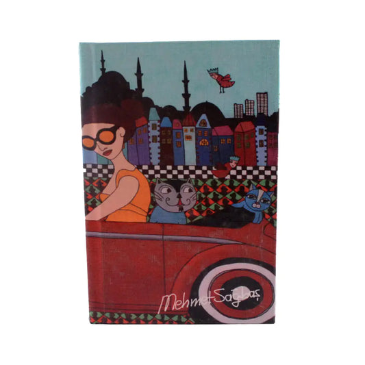 BiggDesign Girl in Car Trolley Notebook 9x14 cm