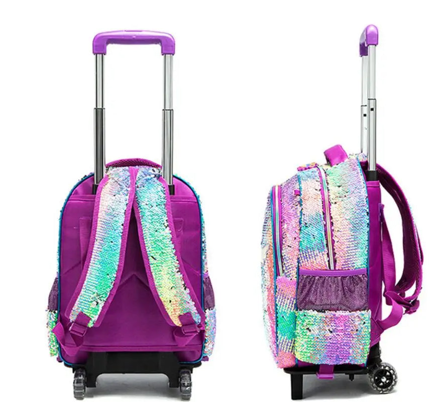 Kids School Trolley Bag Set Kids School Rolling Backpack Bags Children School Wheeled Backpack for Girls School Trolley Backpack