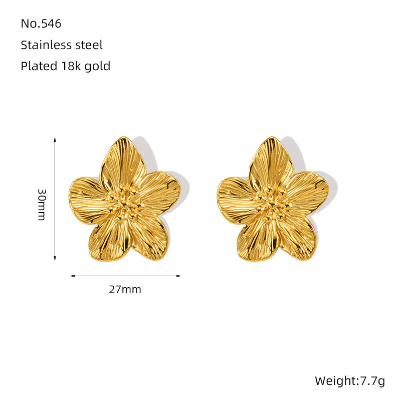 Chic Gold Petal Drop Stud Earrings