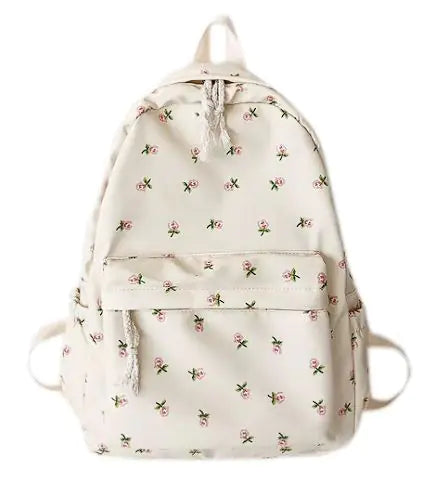 Floral White School Backpack