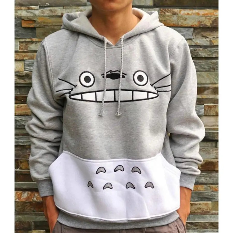 Long Sleeve Totoro Print Hoodie