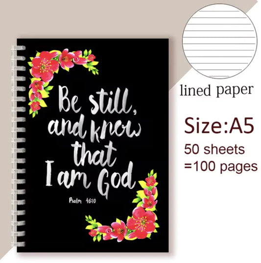 Be Still and Know That I Am God - Christian Spiral Notebook with Psalm 46:10 Quote