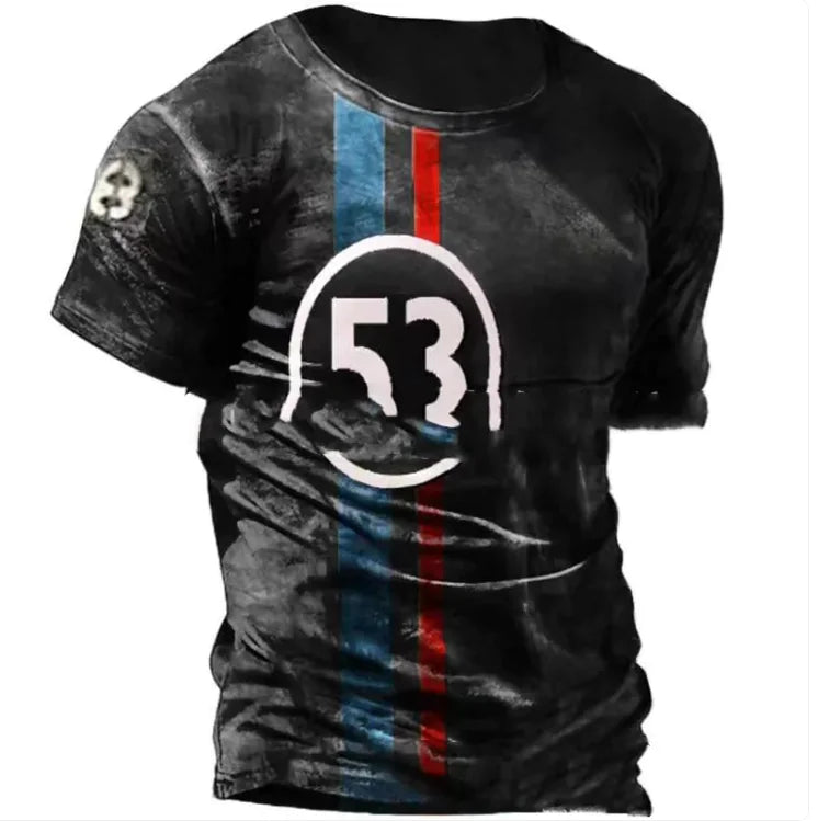 American Style 3D Print Men's Vintage Tee